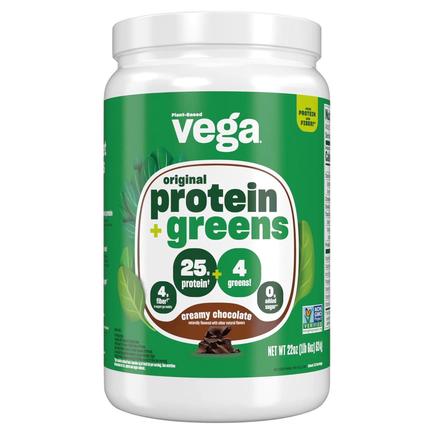 Vega Protein and Greens Protein Powder Chocolate - 20g Plant Based Protein Plus Veggies Vegan Non GMO Pea Protein for Women and Men 1.3 lbs