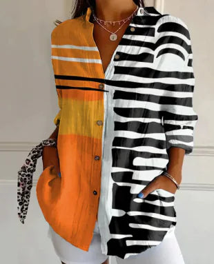 Joan Vintage Floral Print Blouse with Abstract Design