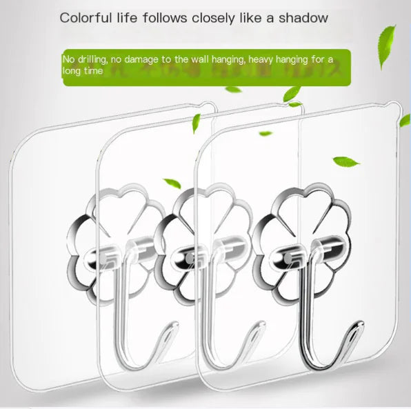 Strong Transparent Wall Hooks for No-Drill Hanging