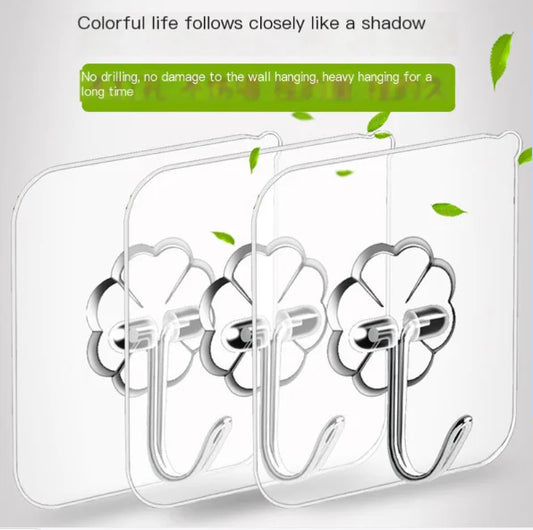 Strong Transparent Wall Hooks for No-Drill Hanging
