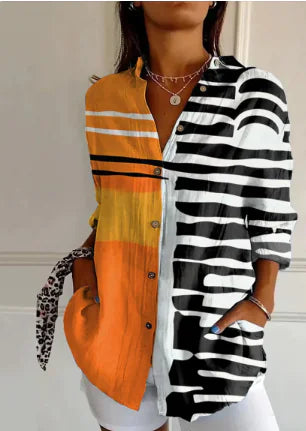 Joan Vintage Floral Print Blouse with Abstract Design