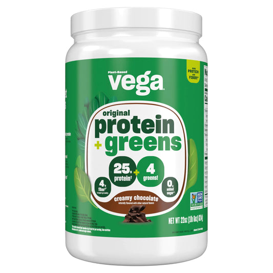 Vega Protein and Greens Protein Powder Chocolate - 20g Plant Based Protein Plus Veggies Vegan Non GMO Pea Protein for Women and Men 1.3 lbs