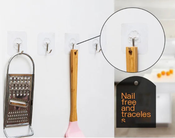 Strong Transparent Wall Hooks for No-Drill Hanging